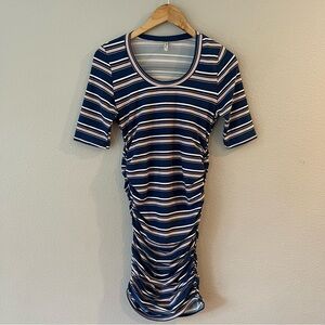 Mother Bee Maternity Striped Stretch Bodycone Knee Length Dress Size M